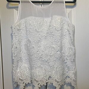 Greylin White Floral Lace Blouse